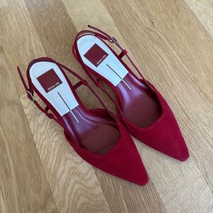 dolce vita odela kitten heels in red suede, size 7